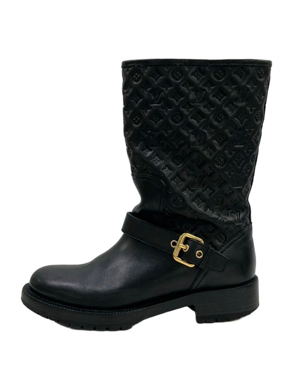 Louis Vuitton Boots Black Monogram Pattern Leather